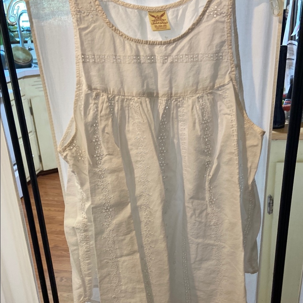 Faded Glory Cream Eyelet Cotton Camisole Tank